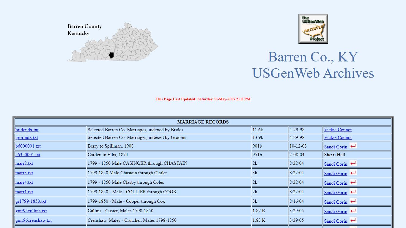 Barren County, KY Marriages